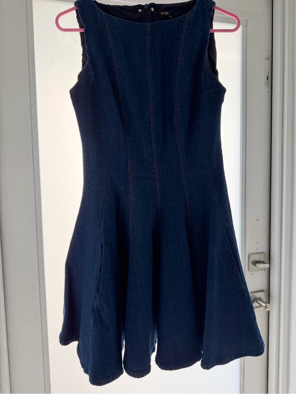Maje Dark Denim Fit-and-Flare Mini Dress size 38